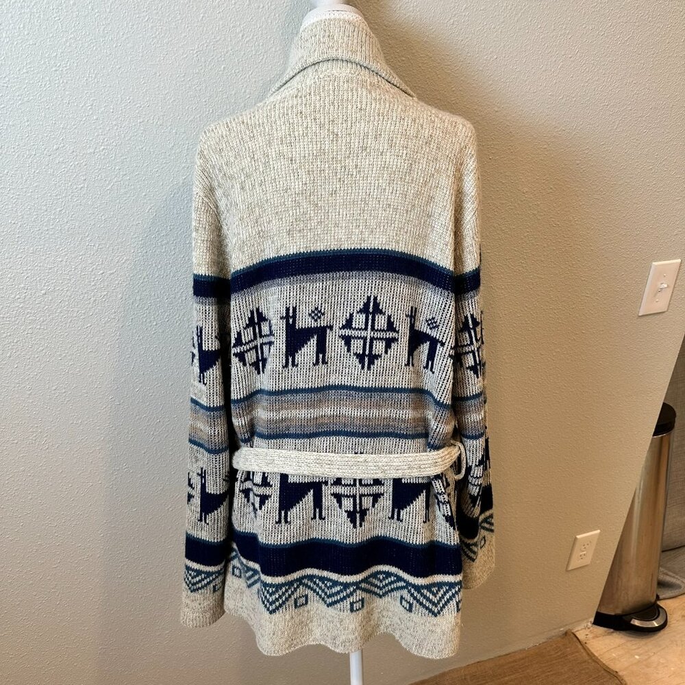 Vtg 70s 80s Dimension By Milford Southwest Llama Aztec Cardigan Sweater Lrg USA - Picture 3 of 13
